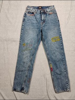 BDG Light Blue High-Rise Jeans with Multicolor Embroidery